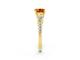 Yellow gold Three-Stone Round Cut Citrine Pavé Band with Four-Prong Setting_2