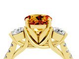 Yellow gold Three-Stone Round Cut Citrine Pavé Band with Four-Prong Setting_4