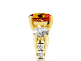 Yellow gold Three-Stone Round Cut Citrine Pavé Band with Four-Prong Setting_5