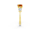 Yellow gold Three-Stone Round Cut Citrine Ring with Pear Side Stones and Four-Prong Setting_2