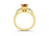 Yellow gold Three-Stone Round Cut Citrine Ring with Pear Side Stones and Four-Prong Setting_3