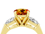 Yellow gold Three-Stone Round Cut Citrine Ring with Pear Side Stones and Four-Prong Setting_4