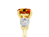 Yellow gold Three-Stone Round Cut Citrine Ring with Pear Side Stones and Four-Prong Setting_5