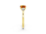 Yellow gold Three-Stone Round Cut Citrine Ring with Pear  Side Stones in Four-Prong Setting_14