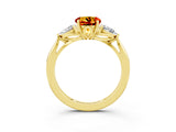 Yellow gold Three-Stone Round Cut Citrine Ring with Pear  Side Stones in Four-Prong Setting_15