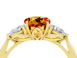 Yellow gold Three-Stone Round Cut Citrine Ring with Pear  Side Stones in Four-Prong Setting_16