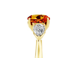Yellow gold Three-Stone Round Cut Citrine Ring with Pear  Side Stones in Four-Prong Setting_17