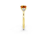 Yellow gold Three-Stone Round Cut Citrine Ring with Pear  Side Stones in Four-Prong Setting_32