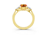 Yellow gold Three-Stone Round Cut Citrine Ring with Pear  Side Stones in Four-Prong Setting_33