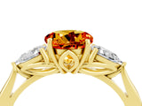 Yellow gold Three-Stone Round Cut Citrine Ring with Pear  Side Stones in Four-Prong Setting_34