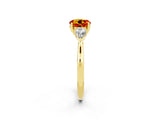 Yellow gold Three-Stone Round Cut Citrine Ring with Pear  Side Stones in Four-Prong Setting_62