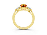 Yellow gold Three-Stone Round Cut Citrine Ring with Pear  Side Stones in Four-Prong Setting_63