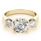 Yellow gold Three-Stone Round Cut Classic Band Prong Setting Ring 1