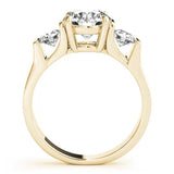 Yellow gold Three-Stone Round Cut Classic Band Prong Setting Ring 2