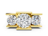 Yellow gold Three Stone Round Cut Cut Channel Set Diamond Ring_3