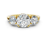Yellow gold Three-Stone Round Cut Cut Diamond Ring with Channel Set Band and Four-Prong Setting_11