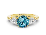 Yellow gold Three-Stone Round Cut Cut Diamond Ring with Pear Side Stones in Four-Prong Setting_10