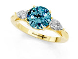 Yellow gold Three-Stone Round Cut Cut Diamond Ring with Pear Side Stones in Four-Prong Setting_11