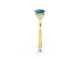 Yellow gold Three-Stone Round Cut Cut Diamond Ring with Pear Side Stones in Four-Prong Setting_12