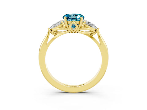 Yellow gold Three-Stone Round Cut Cut Diamond Ring with Pear Side Stones in Four-Prong Setting_25