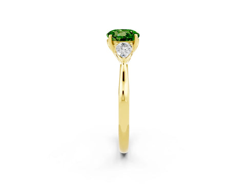 Yellow gold Three-Stone Round Cut Cut Diamond Ring with Pear Side Stones in Four-Prong Setting_2