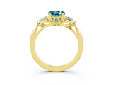 Yellow gold Three-Stone Round Cut Cut Diamond Ring with Pear Side Stones in Four-Prong Setting_4