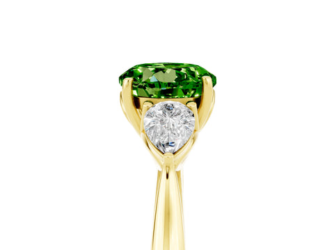 Yellow gold Three-Stone Round Cut Cut Diamond Ring with Pear Side Stones in Four-Prong Setting_5