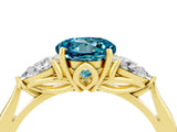 Yellow gold Three-Stone Round Cut Cut Diamond Ring with Pear Side Stones in Four-Prong Setting_5