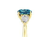 Yellow gold Three-Stone Round Cut Cut Diamond Ring with Pear Side Stones in Four-Prong Setting_6