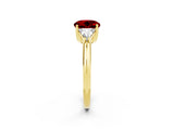 Yellow gold Three-Stone Round Cut Cut Diamond Ring with Trillion Side Stones and Four-Prong Setting_2