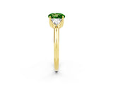 Yellow gold Three-Stone Round Cut Cut Diamond Ring with Trillion Side Stones and Four-Prong Setting_2