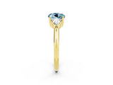 Yellow gold Three-Stone Round Cut Cut Diamond Ring with Trillion Side Stones and Four-Prong Setting_2