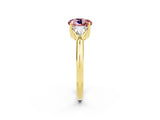 Yellow gold Three-Stone Round Cut Cut Diamond Ring with Trillion Side Stones and Four-Prong Setting_2