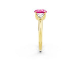 Yellow gold Three-Stone Round Cut Cut Diamond Ring with Trillion Side Stones and Four-Prong Setting_2