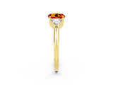Yellow gold Three-Stone Round Cut Cut Diamond Ring with Trillion Side Stones and Four-Prong Setting_2