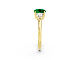 Yellow gold Three-Stone Round Cut Cut Diamond Ring with Trillion Side Stones and Four-Prong Setting_2