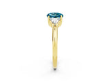 Yellow gold Three-Stone Round Cut Cut Diamond Ring with Trillion Side Stones and Four-Prong Setting_2