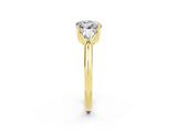 Yellow gold Three-Stone Round Cut Cut Diamond Ring with Trillion Side Stones and Four-Prong Setting_2
