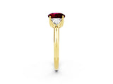 Yellow gold Three-Stone Round Cut Cut Diamond Ring with Trillion Side Stones and Four-Prong Setting_2