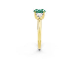 Yellow gold Three-Stone Round Cut Cut Diamond Ring with Trillion Side Stones and Four-Prong Setting_2