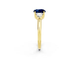 Yellow gold Three-Stone Round Cut Cut Diamond Ring with Trillion Side Stones and Four-Prong Setting_2