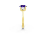 Yellow gold Three-Stone Round Cut Cut Diamond Ring with Trillion Side Stones and Four-Prong Setting_2