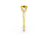 Yellow gold Three-Stone Round Cut Cut Diamond Ring with Trillion Side Stones and Four-Prong Setting_2