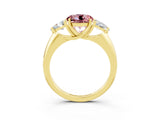 Yellow gold Three-Stone Round Cut Cut Diamond Ring with Trillion Side Stones and Four-Prong Setting_3