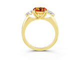 Yellow gold Three-Stone Round Cut Cut Diamond Ring with Trillion Side Stones and Four-Prong Setting_3