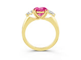 Yellow gold Three-Stone Round Cut Cut Diamond Ring with Trillion Side Stones and Four-Prong Setting_3