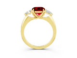 Yellow gold Three-Stone Round Cut Cut Diamond Ring with Trillion Side Stones and Four-Prong Setting_3