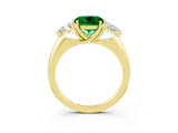 Yellow gold Three-Stone Round Cut Cut Diamond Ring with Trillion Side Stones and Four-Prong Setting_3