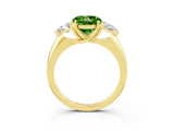 Yellow gold Three-Stone Round Cut Cut Diamond Ring with Trillion Side Stones and Four-Prong Setting_3