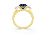Yellow gold Three-Stone Round Cut Cut Diamond Ring with Trillion Side Stones and Four-Prong Setting_3